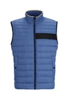 Hugo Boss Water-repellent Padded Gilet With 3d Logo Tape In Light Blue