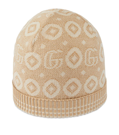 Gucci Kids'  Baby Double G Geometric Cotton Hat In Beige