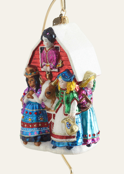 Jay Strongwater Eight Maids A-milking Glass Ornament In Multi