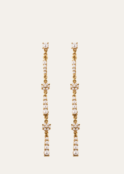 Oscar De La Renta Women's Flower Champagne Goldtone & Imitation Pearl Drop Earrings
