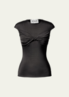 Tove Paola Shiny Twist-front Top In Black