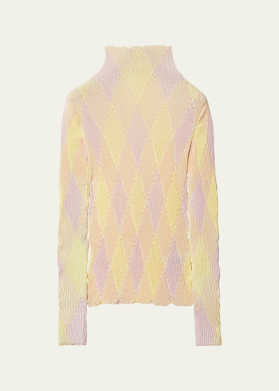 Burberry Diamond Knit Turtleneck Blouse In Pink