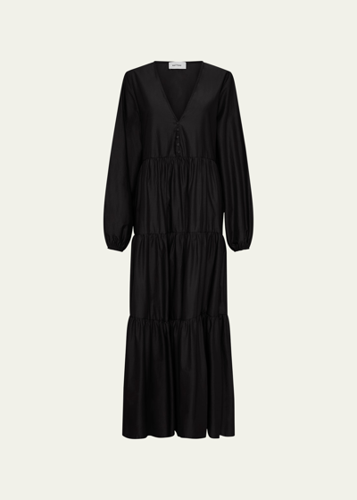 Matteau Long-sleeve Plunge Dress In Black