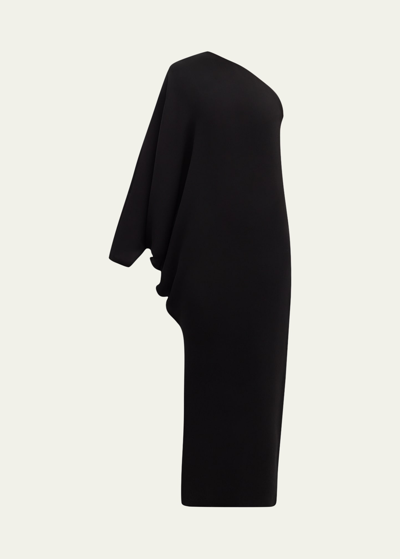 The Row Mono One-shoulder Dolman-sleeve Maxi Dress In Black