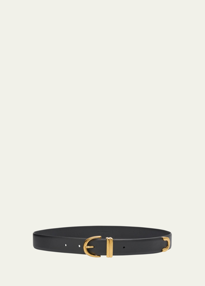 Khaite Bambi Skinny Leather Belt In Black