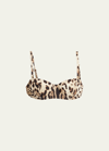 Dolce & Gabbana Bikini Top With Iconic Animalier Print And Pvc Clutch In Leo