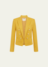 L Agence Brooke Double-breasted Cropped Blazer In Citrinegold
