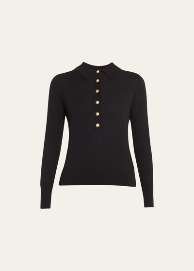 L Agence Sterling Collared Sweater In Blackgold