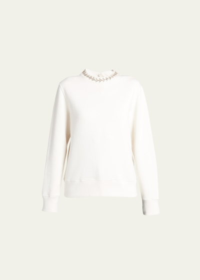 Golden Goose Journey Crewneck Crystal Sweatshirt In Heritage White