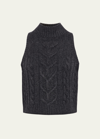 L AGENCE BELLINI CABLE-KNIT TURTLENECK TANK TOP