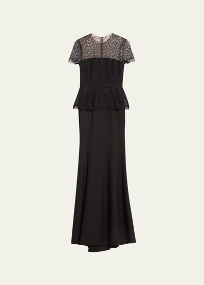 Jason Wu Collection Corded Geo Lace Gown With St In Black