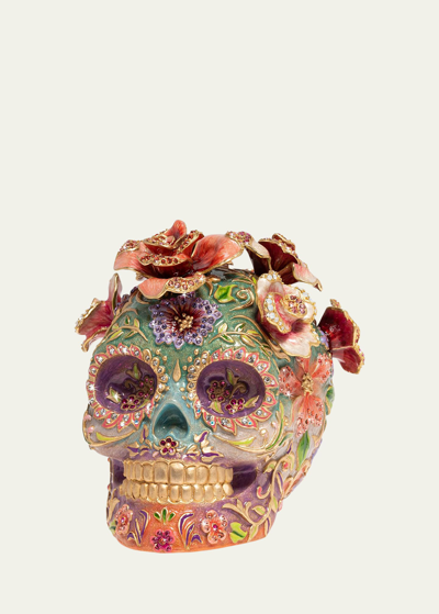 Jay Strongwater Catrina Skull With Roses In Flora
