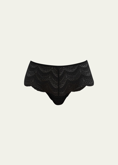 Simone Perele Karma Scalloped Lace Tanga In Black