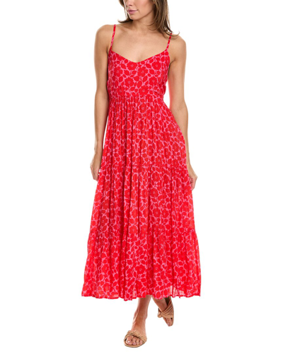 Kate Spade New York Tiered Midi Dress In Red