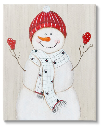Stupell Seasonal Snowman Smiling Red Hat By Janet Tava Wall Art
