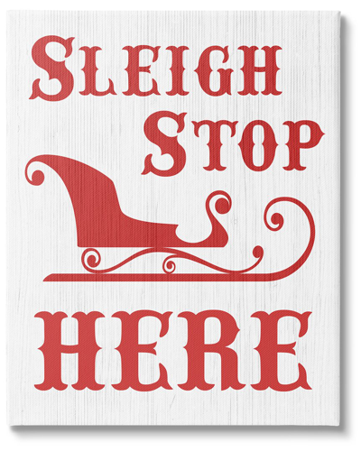 STUPELL SLEIGH STOP HERE CHRISTMAS LANDING SIGN BY LIL' RUE WALL ART