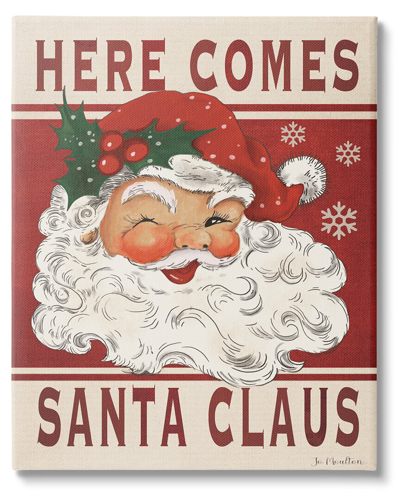 Stupell Here Comes Santa Claus Smiling Vintage By Jo Moulton Wall Art