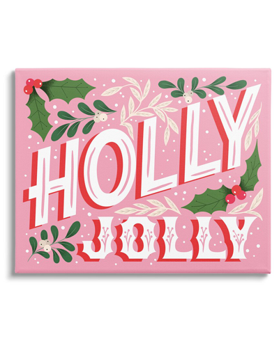 Stupell Bold Pink Holly Jolly Phrase By The Saturday Evening Post Wall Art