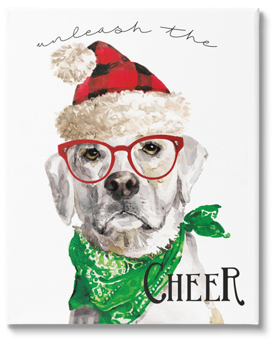 STUPELL UNLEASH THE CHEER HOLIDAY DOG BY LIVI FINN WALL ART