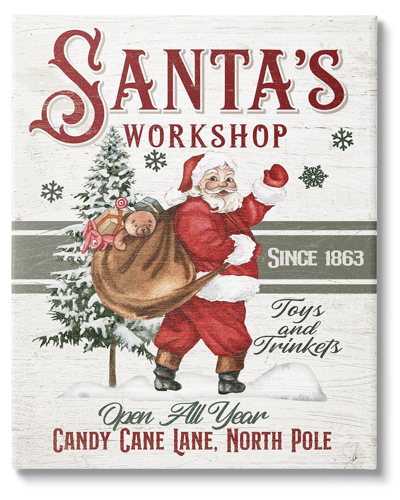 Stupell Santa's Workshop Weathered Vintage Sign By Jo Moulton Wall Art