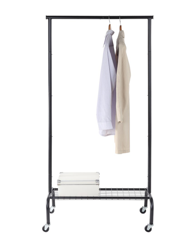 Sunnypoint Single Garment Rack With 1-tier Lower Shelf In Black