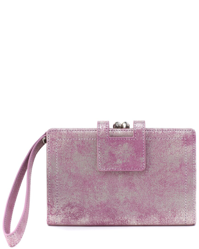 Hobo Violet Leather Wristlet In Purple