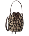 Valentino Vlogo Mini Toile Iconographe Canvas & Leather Bucket Bag In Brown