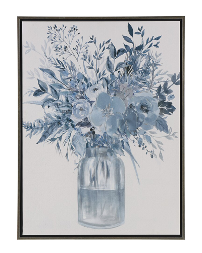 Peyton Lane Floral Canvas Bouquet Framed Wall Art In Blue