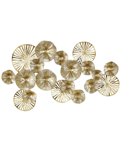 Peyton Lane Floral Metal Textured Overlapping Disk Wall Decor In Gold