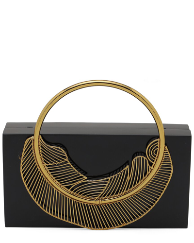 Tiramisu Crescent Minaudiere Box Clutch In Black