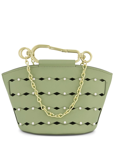 Zac Posen Belay Mini Zipped Leather Bucket Bag In Green