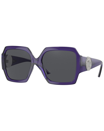 Versace Dark Grey Square Ladies Sunglasses Ve4453 541987 56 In Purple