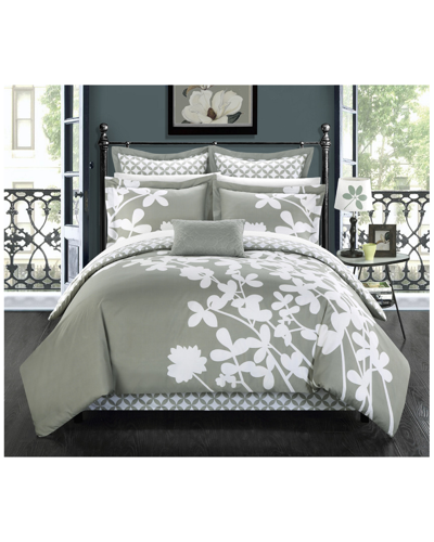 Chic Home Sire Reversible Floral & Diamond Pattern Comforter Set