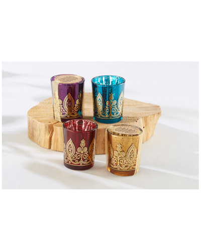 Kate Aspen Set Of 12 Indian Jewel Henna Votives In Multi