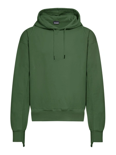 Jacquemus Mens Dark Green Le Sweatshirt Camargue Branded Organic Cotton-jersey Hoody