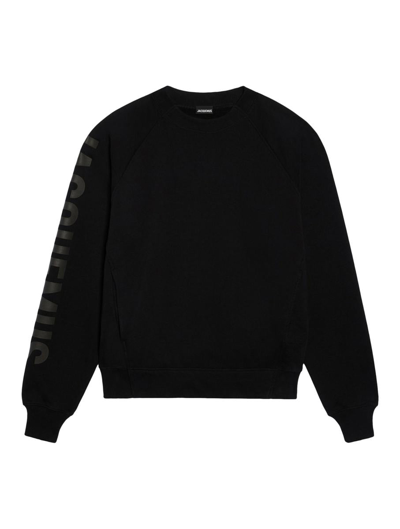 Jacquemus Le Crewneck Typo Sweatshirt In Black