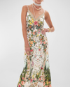 Camilla Floral Embellished Silk Maxi Dress In Renaissance Roman