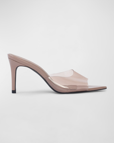 Black Suede Studio Belle Transparent Mule Sandals In Truffle Patent Le