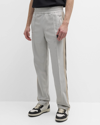 Palm Angels Monogram-embroidered Track Pants In Light Grey Black