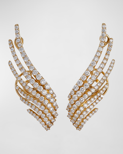 Krisonia 18k Yellow Gold Multi Row Earrings With Diamonds