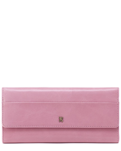Hobo Jill Large Trifold Leather Wallet In Purple