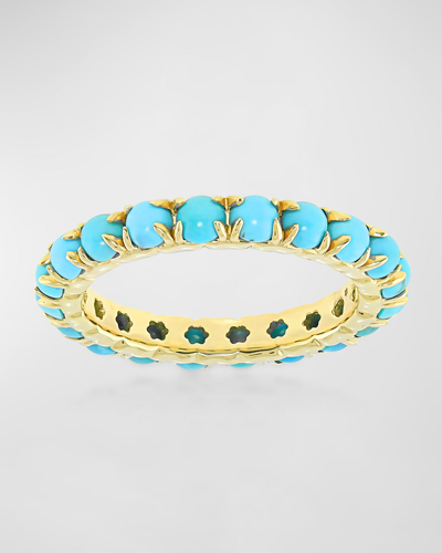 Stevie Wren 18k Yellow Gold Turquoise Gem Eternity Ring In Blue