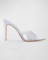 Black Suede Studio Bella Snake-print Stiletto Slide High-heel Sandals In White