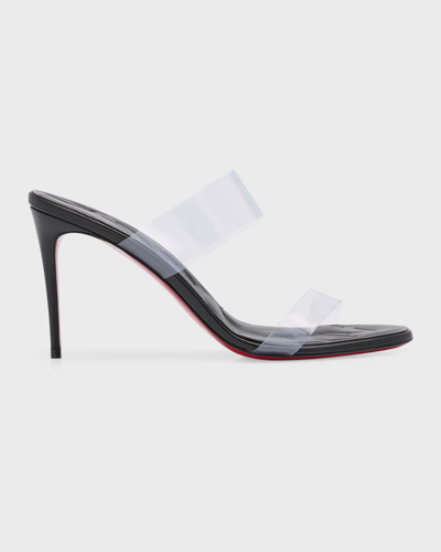 CHRISTIAN LOUBOUTIN JUST LOUBI CLEAR RED SOLE SLIDE SANDALS
