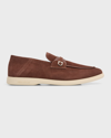 Ferragamo Men's Calfskin Penny Loafers With Gancini Ornament In Cocoa Brown