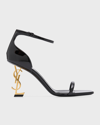 Saint Laurent Opyum Sandals In Patent Leather With A Gold-toned Heel In Black 1