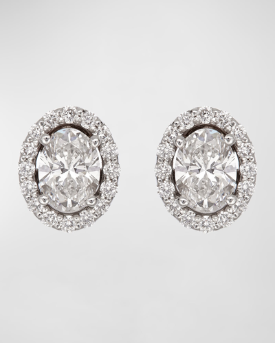 Krisonia 18k White Gold Earrings With Diamond Ovals In Metallic