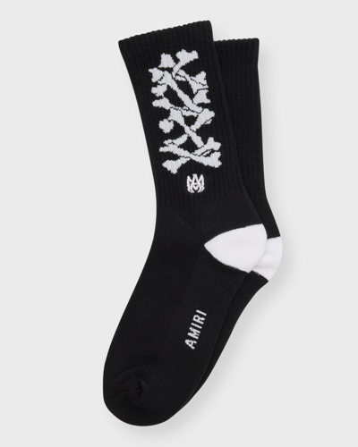 Amiri Kid's Stacked Bone Logo Crew Socks In Black