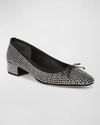 Veronica Beard Cecile Crystal Bow Ballerina Flats In Black