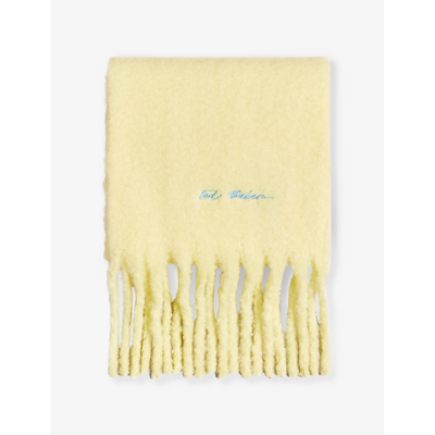 Ted Baker Womens Yellow Shelmas Fringe-embellished Knitted Scarf